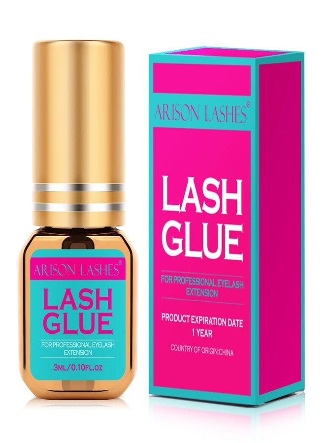 أريسون لاشز غراء لتطويل الرموش، يجف خلال ثانية واحدة، غراء مقاوم للماء لتطويل الرموش، يدوم من 7 إلى 8 أسابيع، ثبات قوي، لاصق رموش سوداء يدوم طويلاً، للاستخدام الاحترافي فقط (3 مل) - Image 1